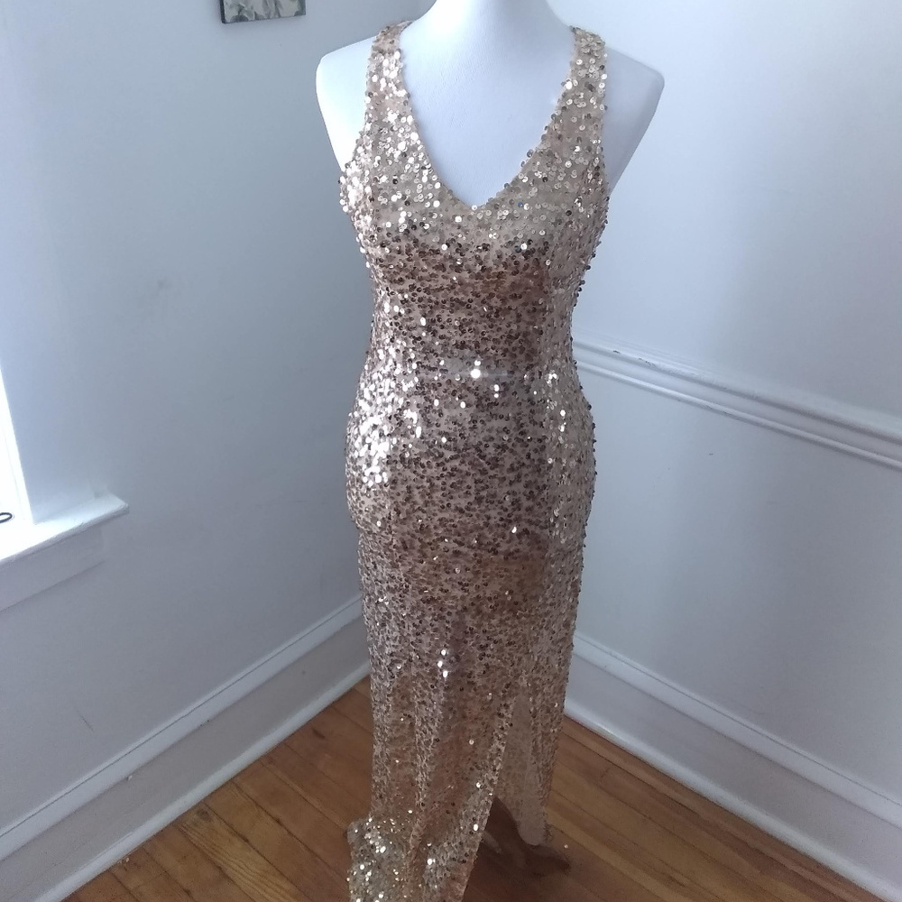 Red Clover Gold Sequin Dress